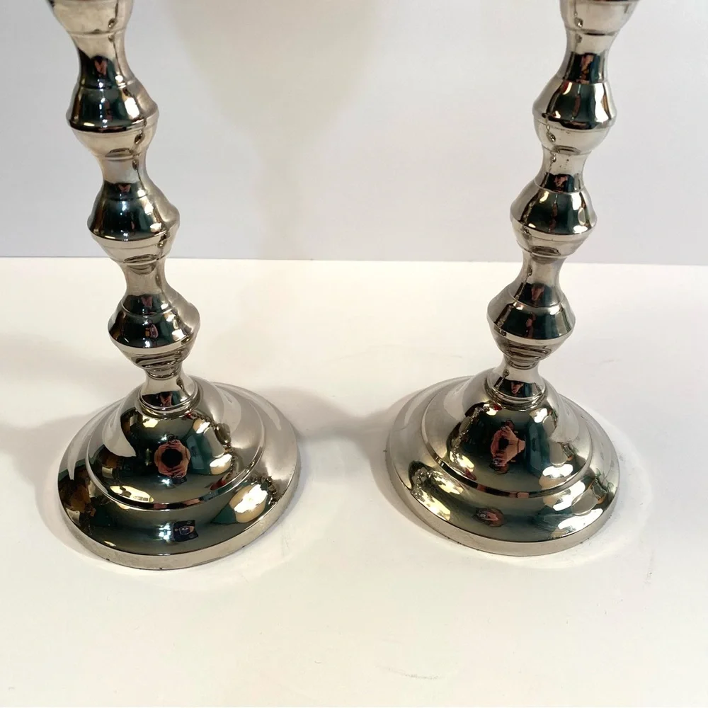 Z Gallerie Carmen 13” Red Glass & Silver Nickel Metal Votive Candleholders Set